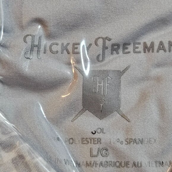 Hickey Freeman Men's Gray Patterned Golf Polo Shirt L/G Polyester Spandex - Picture 11 of 12